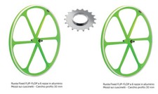 RUOTE FLIP FLOP VERDE 6 RAZZE X BICICLETTA FIXED 28 + PIGNONE FISSO 18 OMAGGIO