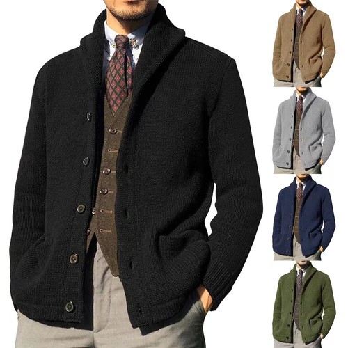 Cardigan uomo collo - puro, tinta