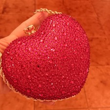 Piccola Borsetta Rossa Elegantissima Da Sera, Con Catenella Dorata, Ms 14X12X6