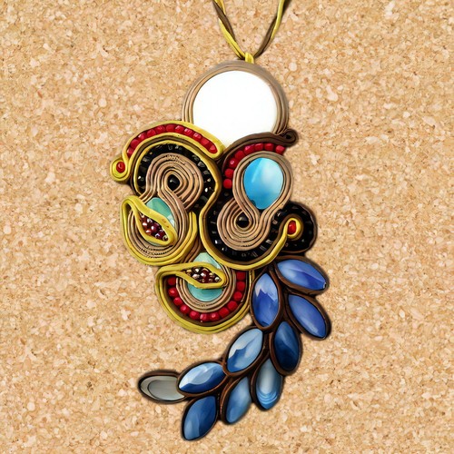 Collana con ciondolo soutache - collana,