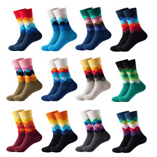 4 CONFEZIONI Calzini Uomo Argyle Groomsmen ABITO Crew per Tuta Carino Funky Colorati