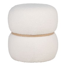 House Nordic Pouf Milford Bianco Bouclé 38x41 CM Sgabello Tavolino Sedile