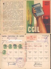 CAMERA CONFEDERALE DEL LAVORO C.G.I.L.,TESSERA COMPILATA DEL 1956/57