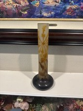 Antico vaso bastone in vetro cammeo multistrato Emile Galle