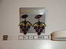 ORECCHINI VINTAGE A GRAPPOLO D'UVA VIOLA E ORO PER LOBI FORATI