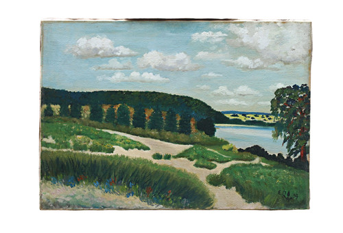 Paesaggio con lago foresta - paesaggio,