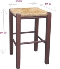SEDIA SGABELLO LEGNO FAGGIO SEDUTA PAGLIA PUB CASA BAR 50 60 70 COL NOCE 3 2023