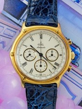 Ebel Chronograph 1911 Ref.8134  Case Gold 18 KT EL Primero Moviment White Dial