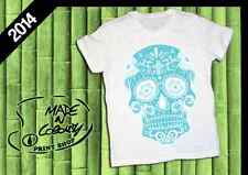 T-Shirt SKULL TESCHIO CELESTE 2014 MOD.HAPPINESS - TATTOO SLUB - Made in Colours