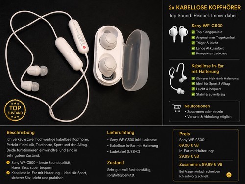 Sonywf c500 cuffie in - 2, in-ear
