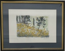 MICHELE CASCELLA LITOGRAFIE SU CARTA CASA NEL BOSCO 86X65 CM CON CORNICE