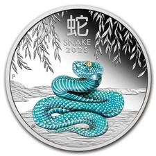 Serpente colorato 1 oz Lunar III moneta argento 999,9 Australia 2025