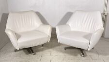 COPPIA POLTRONA DESIGN FRATELLI SAPORITI PELLE BIANCA ANNI 60 ARMCHAIR METALLO