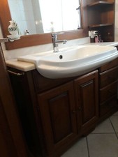 MOBILETTO MOBILE DA BAGNO LARISA CM 65 ARTE POVERA+LAVABO+SPECCHIO+APPLIQUE