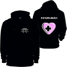Felpa con Cappuccio Uomo o Donna con Nome Personalizzato - Infermiere Cuore Rosa