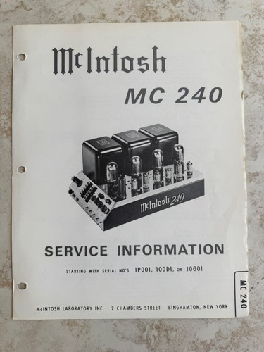 Mcintosh mc240 informazioni - mcintosh, di