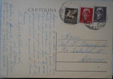 Biglietto Postale da 50 Cent. da Galliera a  Torino  14/4/1946 mista regno