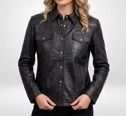 Camicia donna pelle nera