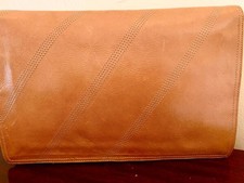 Favolosa pochette Bottega Veneta vintage grande pelle smaltata marrone