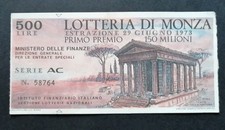 Biglietto Lotteria MONZA 1973