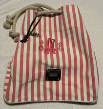 Borsa a secchiello Saldarini 1882 a righe Esprabag borsa da spiaggia || iniziali S.M.E.