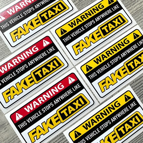 6pc fake taxi sticker vinyl - 6pc,