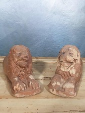 Coppia alari antichi in terracotta leoni XIX secolo