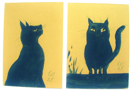 Gatto nero aceo quadro - nero,