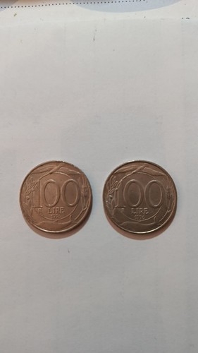 Due monete 100 lire - monete,