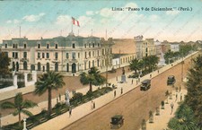 PERÙ 1922 Lima Paseo 9 de Diciembre Tarjeta postal Postcard