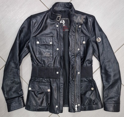 Belstaff black leather long - belstaff  black,