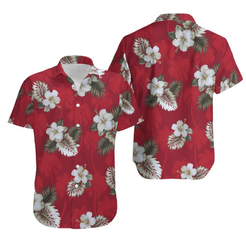 Camicia rossa ibisco floreale