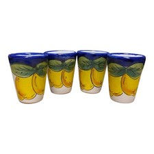 Set 4 Bicchieri Limoncello in Ceramica Vietrese Decoro Tradizionale Amalfi Coast