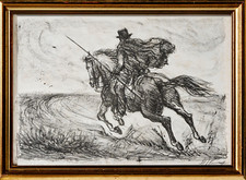 GIOVAN FRANCESCO GONZAGA (Milano 1921 - 2007) Opera Litografia Cavaliere Cornice