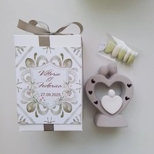 BOMBONIERE CUORE IN CERAMICA MATRIMONIO NOZZE PROMESSA ANNIVERSARIO SPOSI