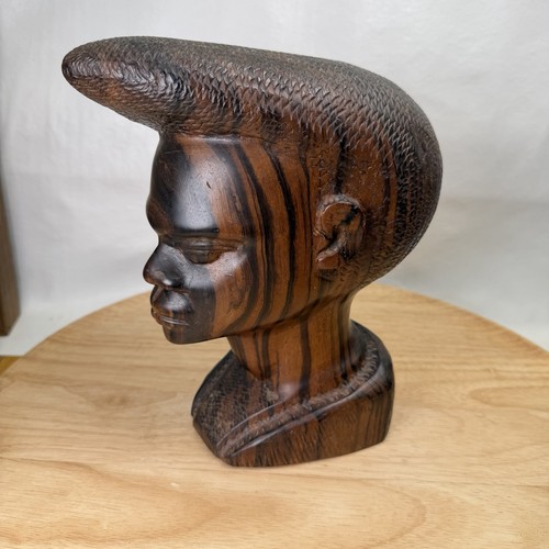 Scultura busto testa legno