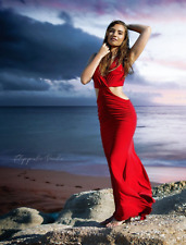 Brasiliamoda abito rosso Lungo Donna Elegante Made in Italy tg s 40/42