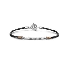 BARAKA Bracciale uomo acciaio pvd nero Oro rosa 18 kt diamanti BR36101 18 cm