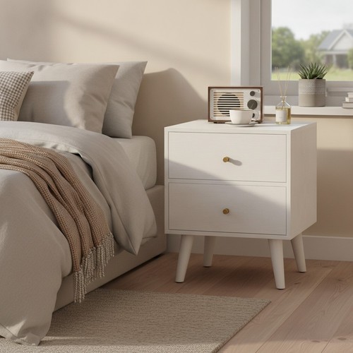 Comodino bianco con cassetti - 2,