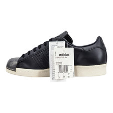 Scarpe da ginnastica Adidas Superstar anni 80 punta in metallo nere UK-7