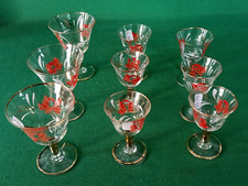 LOTTO 9 BICCHIERI BICCHIERE CALICE FLUTE VETRO ORO ZECCHINO DIPINTI A MANO. CL11
