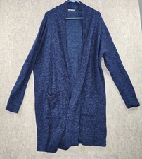 A.gain maglione cardigan donna aperto blu XL leggero misto poliestere linea lunga