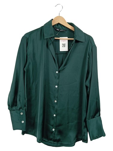 Camicia zara verde scuro - scuro, raso