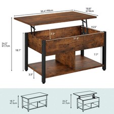 Tavolino da caffè moderno regolabile a 2 livelli con contenitore nascosto fine scrivania