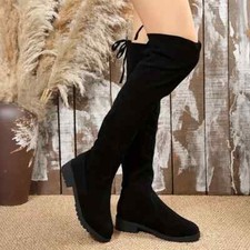 Stivale donna al ginocchio nero effetto scamosciato - taglia 38