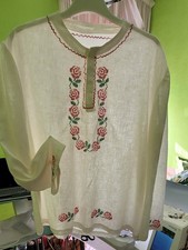 camicia uomo lino misto cotone lavorate a mano a punto croce