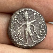 Vecchia antica moneta Buddha impero Kushan dell'Asia centrale