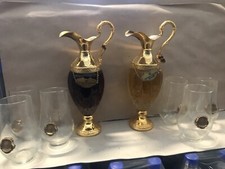 Bottiglie Rare Buton Anfore Placcate Oro 24 K Piu 6 Bicchieri Balloons 