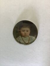 Antica miniatura dipinta su vetro dolce bambina con catena d'Italia 1980