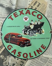 INSEGNA SMALTATA PORCELLANA 12 POLLICI POMPA BENZINA BENZINA TEXACO VINTAGE